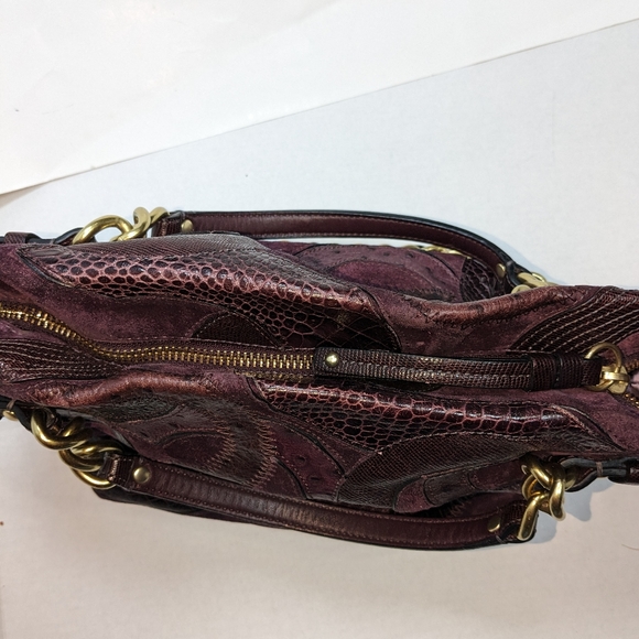Coach Inlaid C Brooke plum purple leather/suede shoulder/ handbag Y2K hobo - Picture 10 of 10